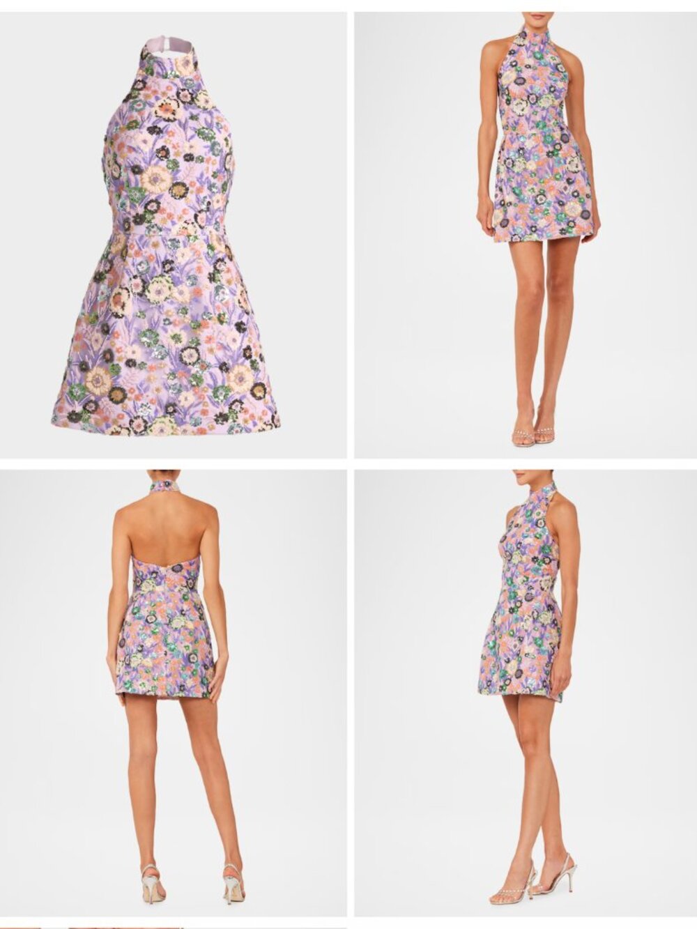 HELSI Sarah Floral Sequin Halter Mini Dress XS